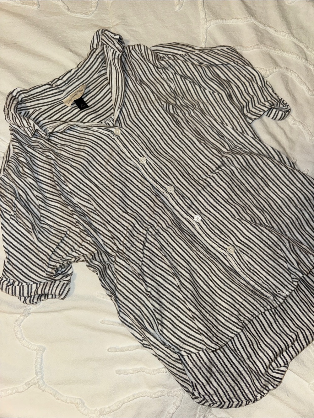 Striped Button-Front Womens Top